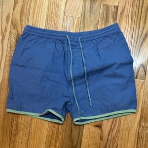 Kids Blue Drawstring Shorts with Green Trim